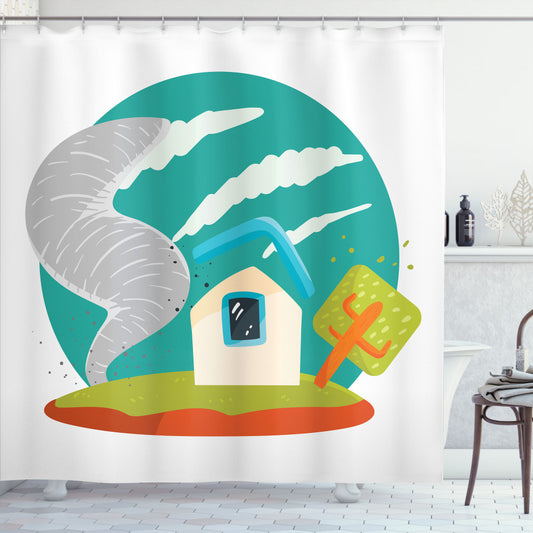 Tornado-themed Multicolor Cartoon Style Whirlwinds Shower Curtain