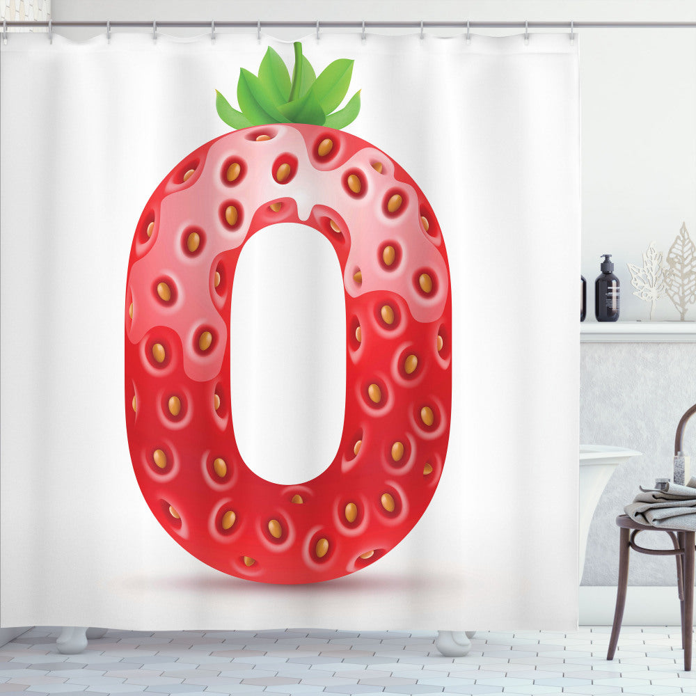 Vibrant Fruit Capital: A Vibrant Fusion of Letter O, Vermilion, Orange, and Green in Shower Curtains