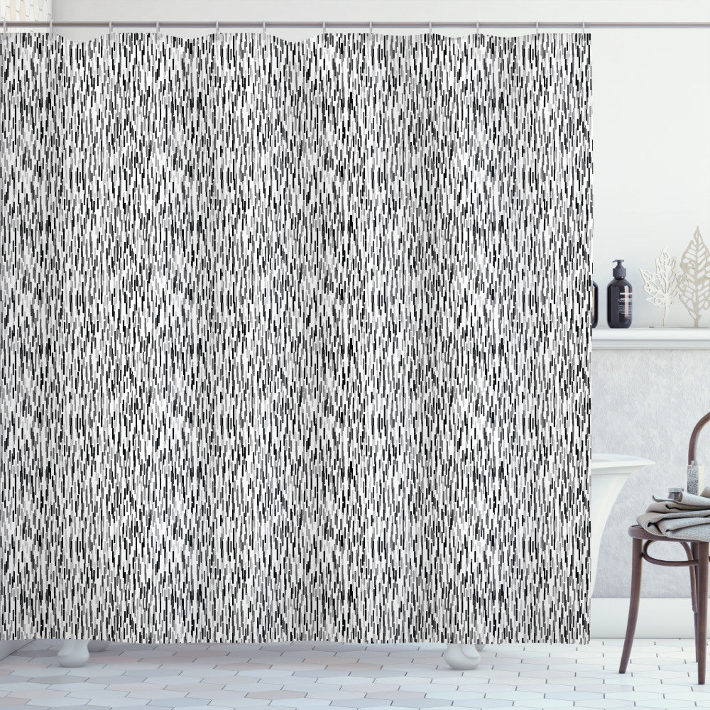 Abstract Scandinavian Greyscale Shower Curtain in White, Black, and Grey