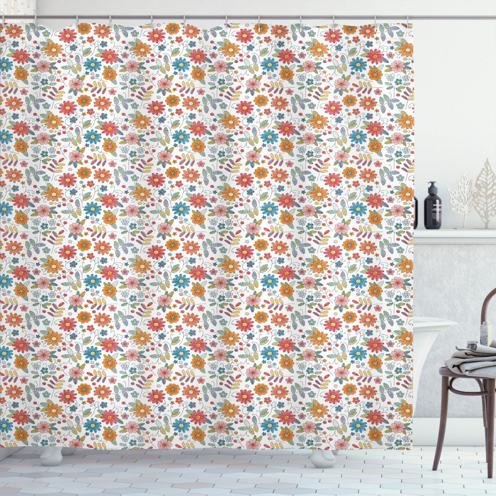 Vibrant Multicolor Daisy Shower Curtain