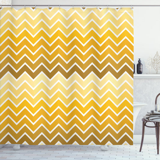 Chevron Zigzag Ombre Pale Yellow and Yellow Shower Curtain