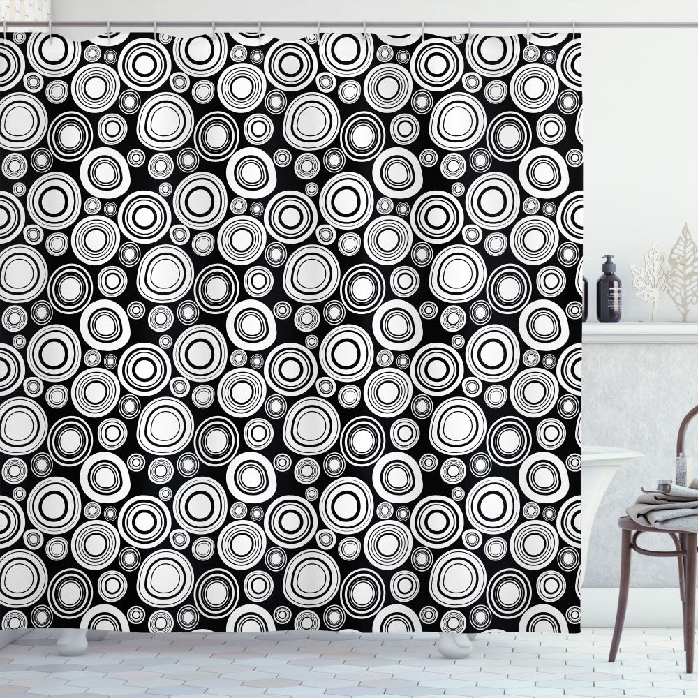 Abstract Fusion: Contemporary Style Shower Curtain in Black and White