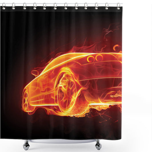 Automobile in Flames Hot Custom Shower Curtains