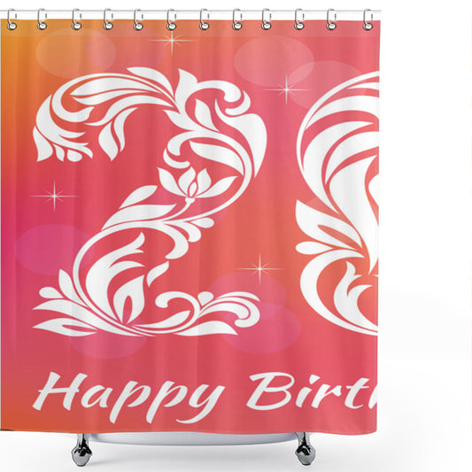 26th Birthday Edition: Dark Coral and White Leaf Featured Shower Curtain