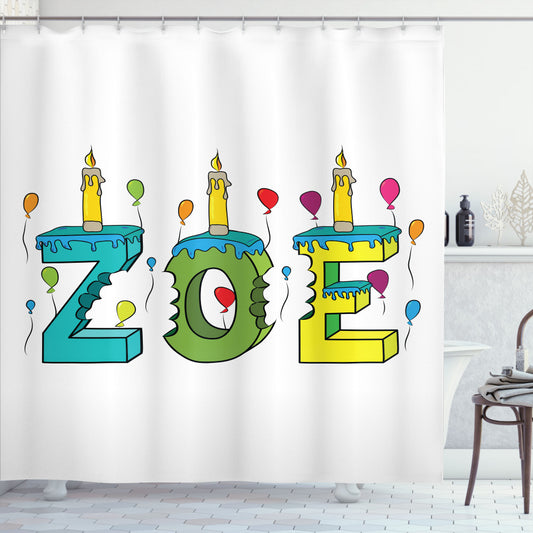 Zoe's Multicolor Birthday Candle-inspired Shower Curtain