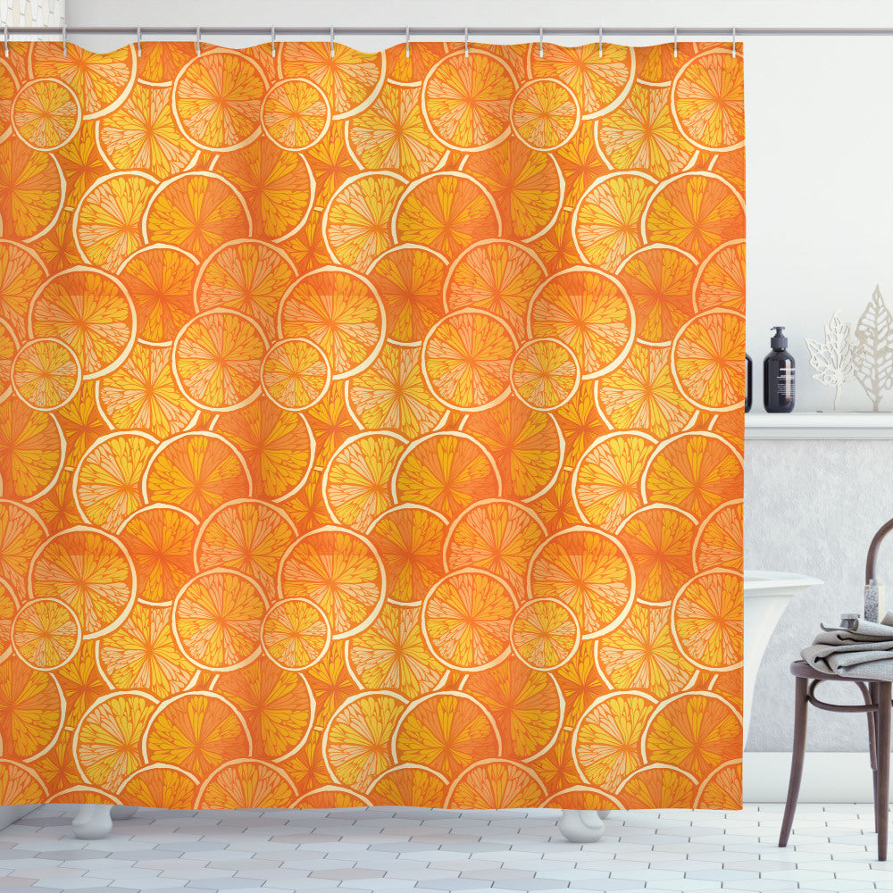 Vibrant Citrus Tones in Round Orange Slice Shower Curtain