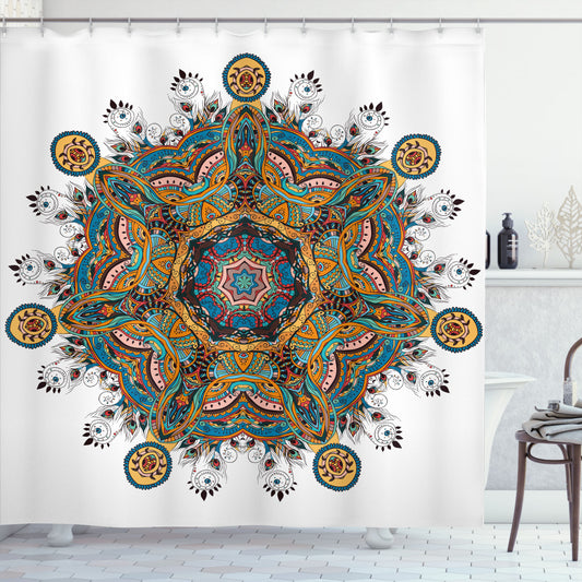 Boho Tribal Paisley Mandala Multicolor Art Shower Curtain