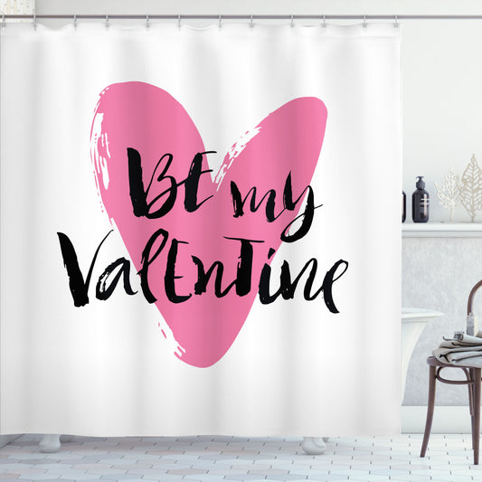 Black and Pink Heart Love Image Valentine's Day Shower Curtain