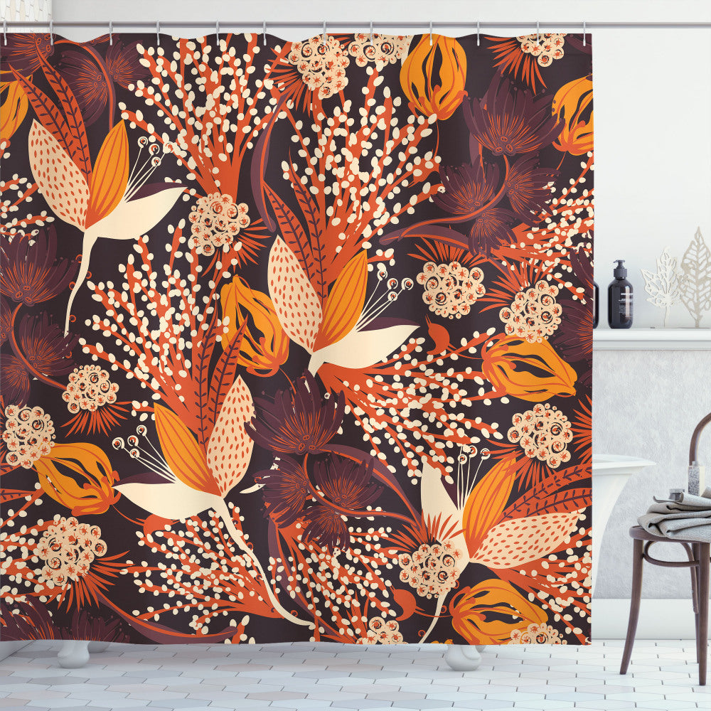 Autumn Multicolor Bloom: Revamp Your Bathroom with a Seasonal Shower Curtain