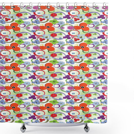 Vibrant Multicolored Rainbow Toned Flowers Shower Curtain