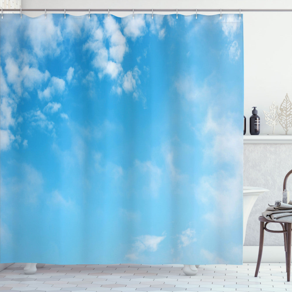 Blue and White Sky Blue Summer Clouds Shower Curtain