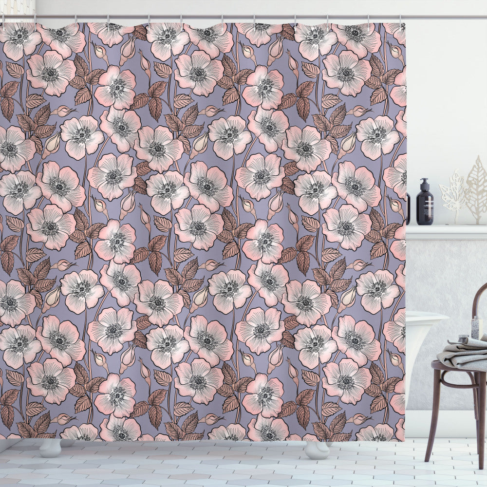 Vintage Blush and Mauve Poppy Buds Garden Art Shower Curtain