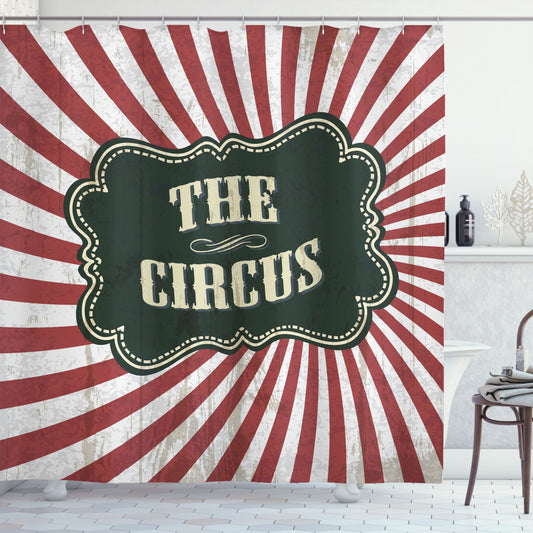 Vintage Circus Inspired Bath Curtain Collection in Emerald, Cream, and Ruby Colors