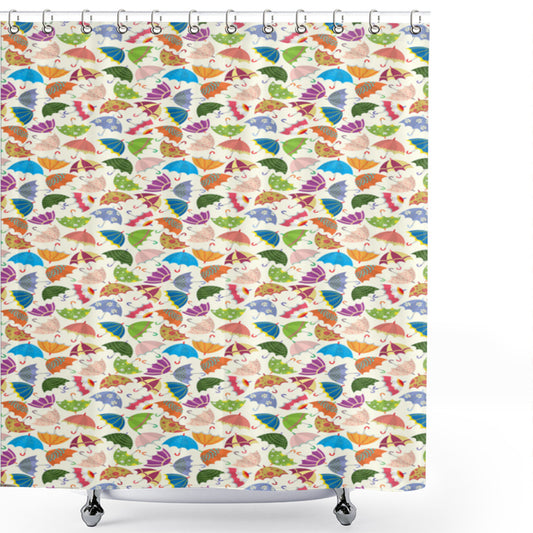 Vibrant Umbrella Multicolor Design Shower Curtain