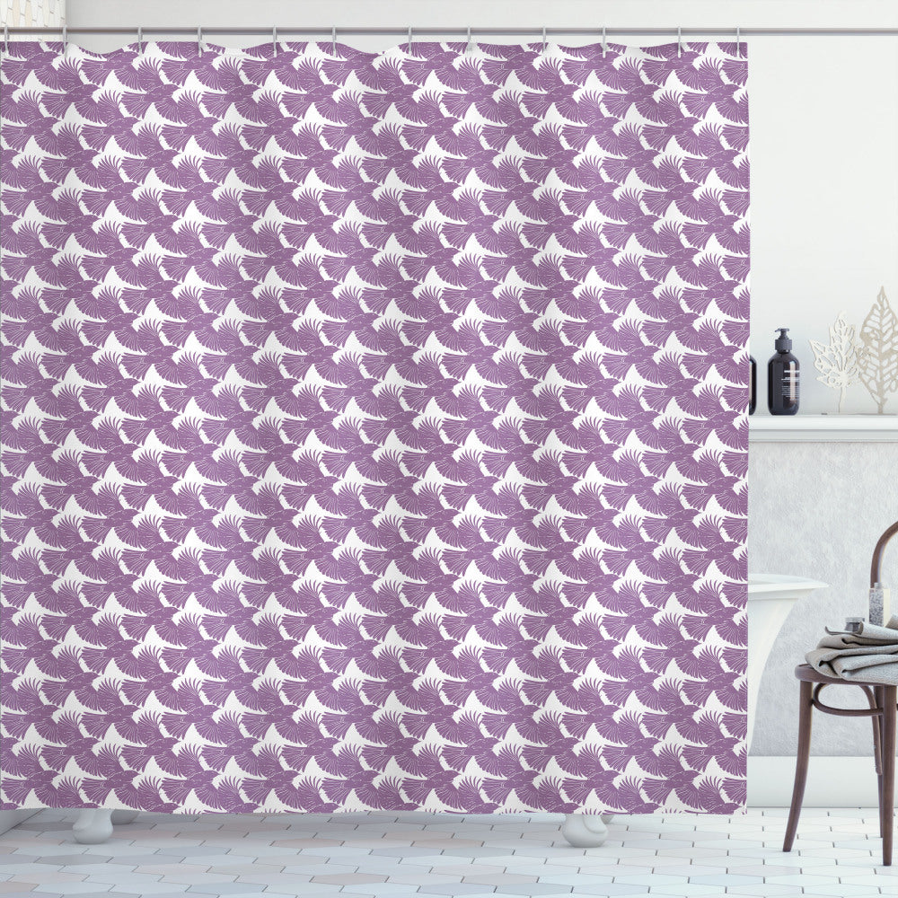 Vintage Mauve and White Flying Crow Bird Shower Curtain