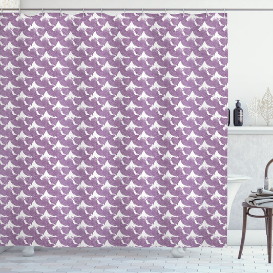 Vintage Mauve and White Flying Crow Bird Shower Curtain