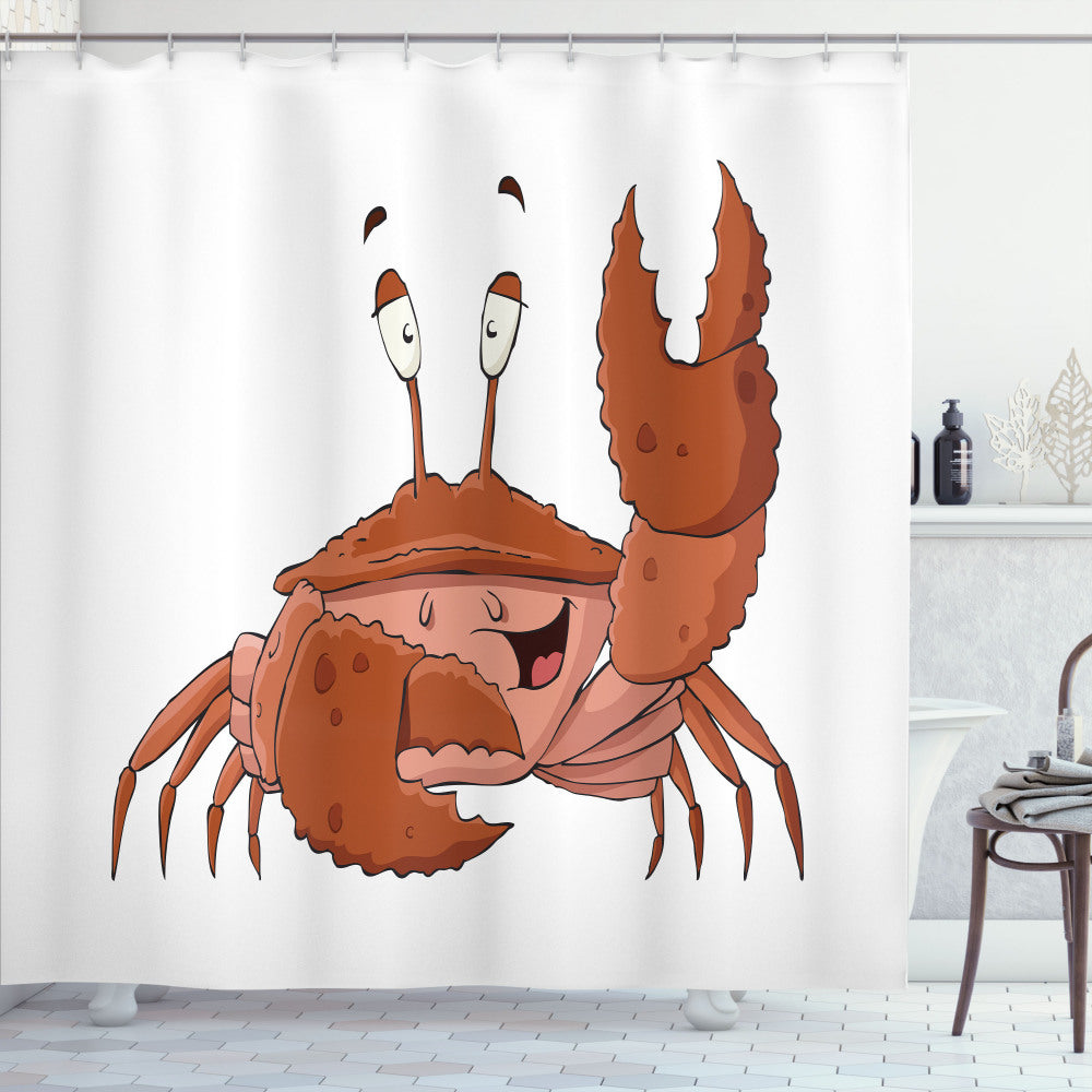 Welcoming Crab-themed Brown Coral Shower Curtain Forest友好的蟹主题棕色珊瑚浴帘