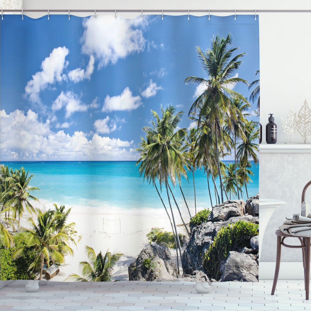 Barbados Beach Ocean Multi-Colored Summer Shower Curtain