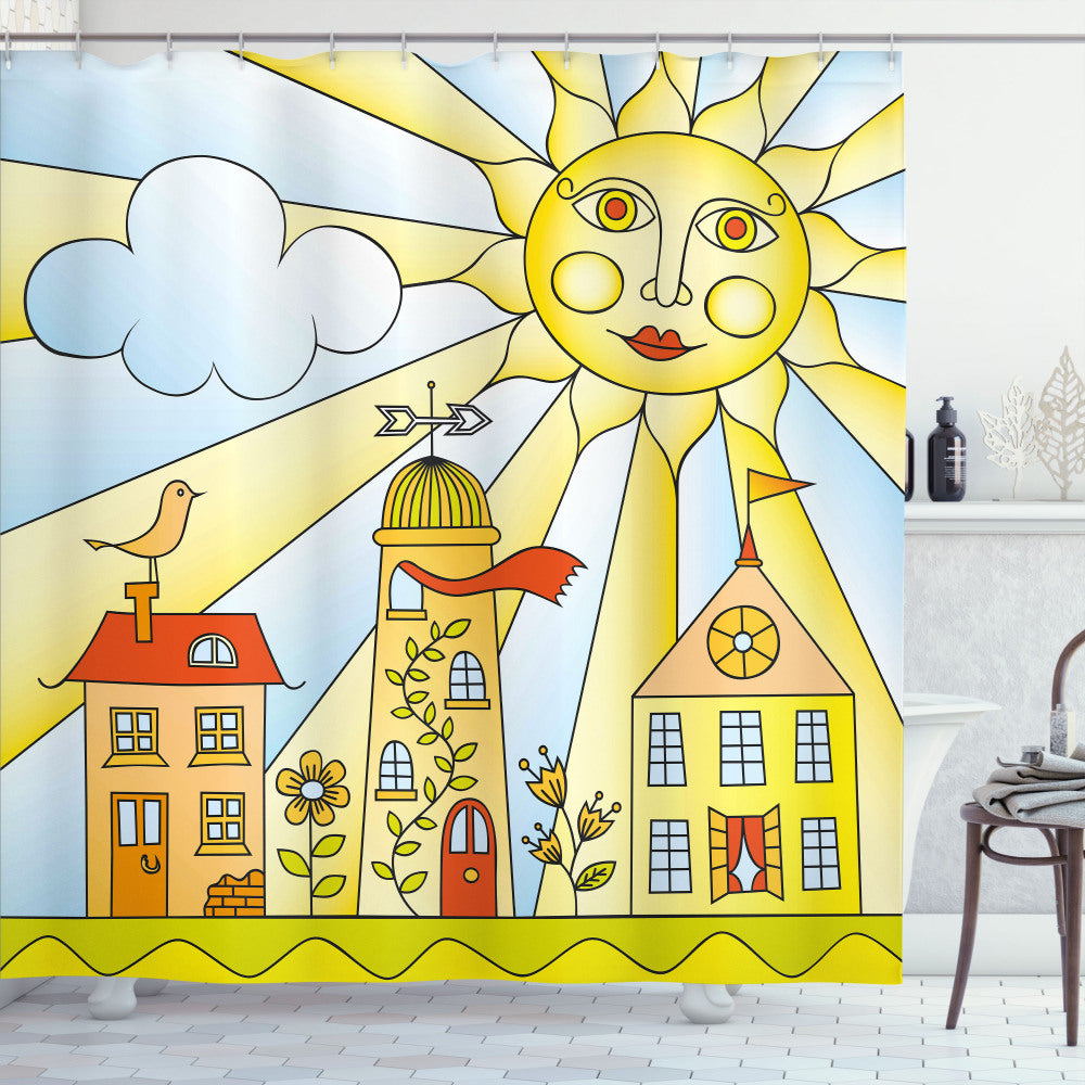 Childlike Smiling Sun Custom Shower Curtains