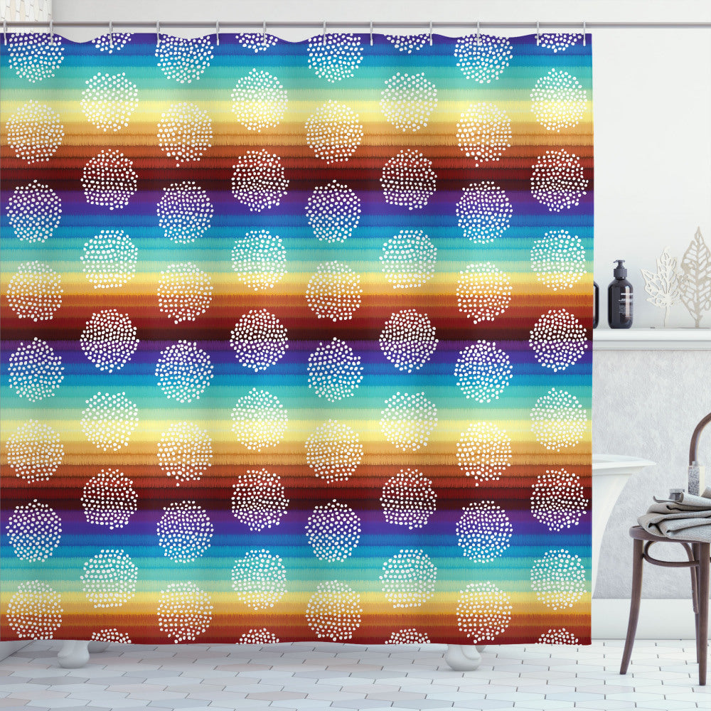 Aztec Multicolor Horizontal Lines Backdrop Shower Curtain - Optimized Title