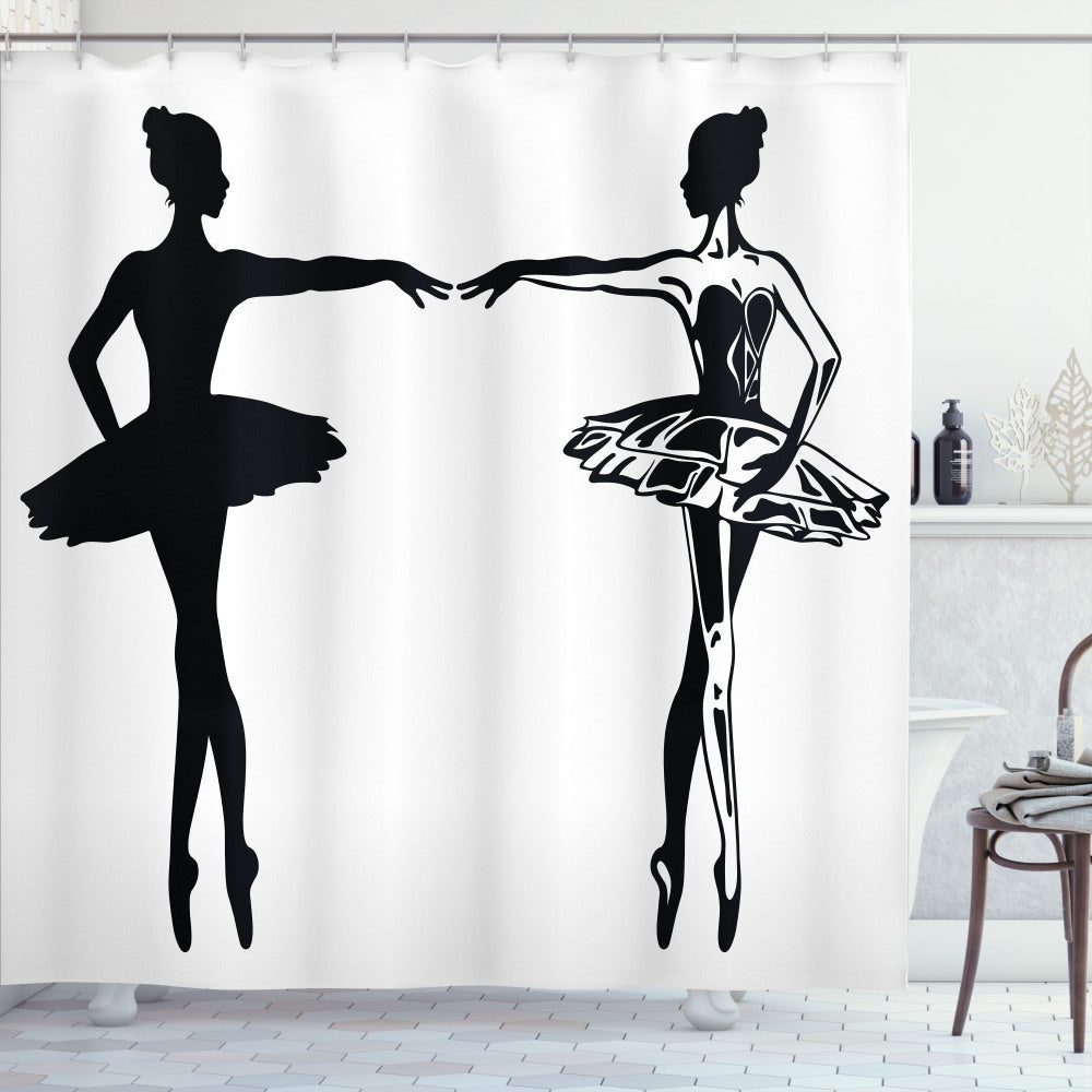 Ballet-inspired Shower Curtain in Classic White and Black Dresses