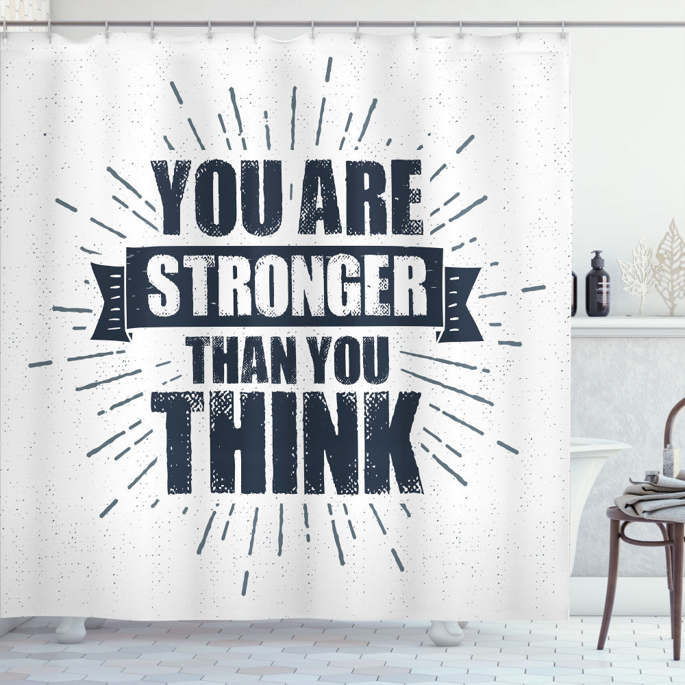 Unlocking Your Inner Strength: Urban Philosophical Wisdom in Dark Blue Grey and White Shower Curtain