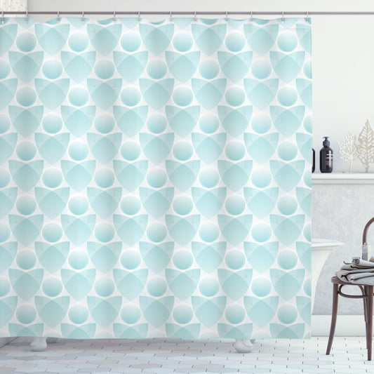 Abstract Trippy Odd Geometric Design in Seafoam, White, and Grey for Shower Curtain