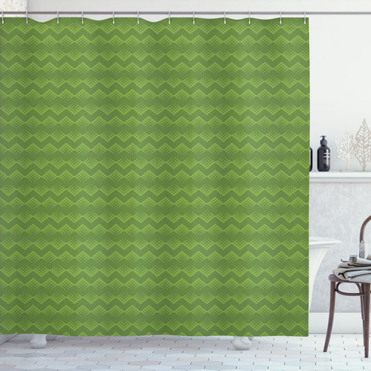 Abstract Olive Green and Pale Green Monotone Big Small Circles Shower Curtain