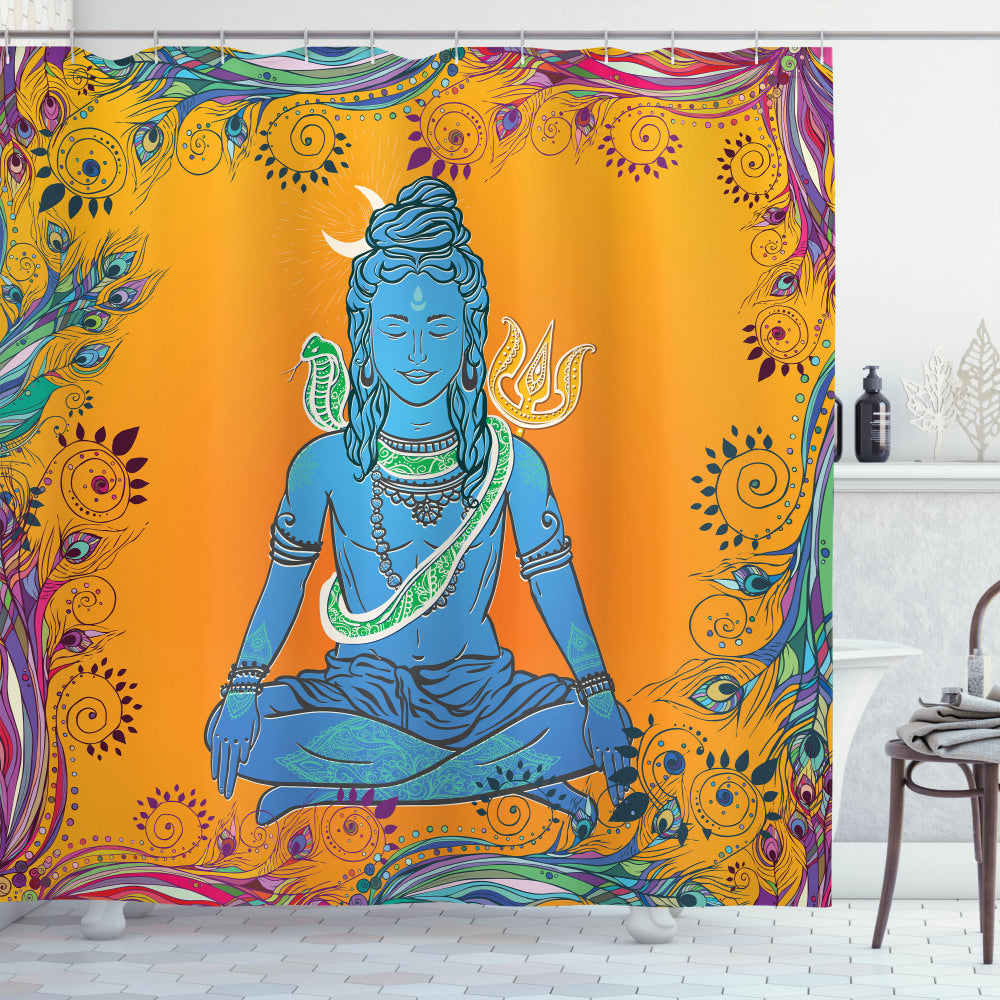 Yoga-Inspired Cobra Mandala Paisley Multicolor Shower Curtain