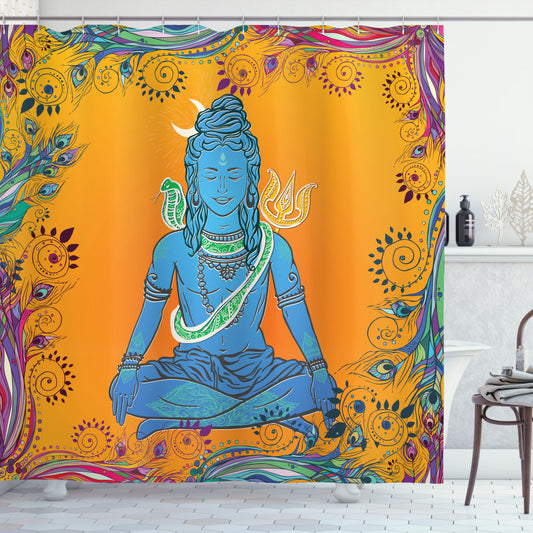 Yoga-Inspired Cobra Mandala Paisley Multicolor Shower Curtain