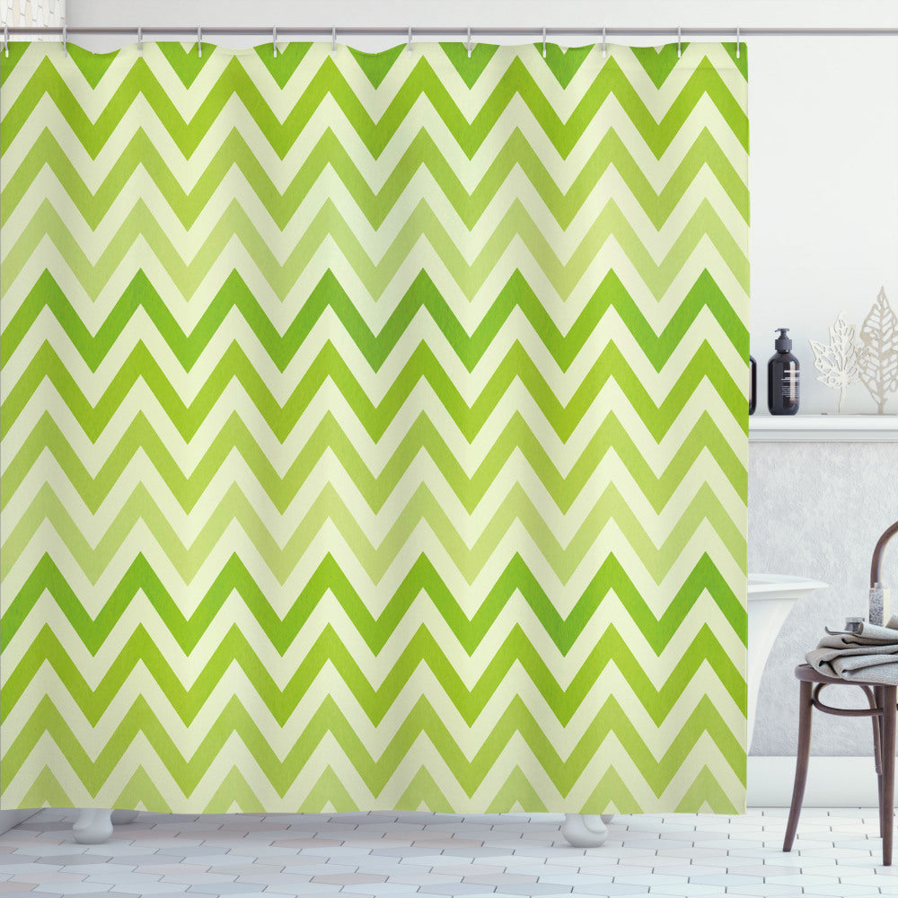 Traditional Chevron Lime Green Shower Curtain