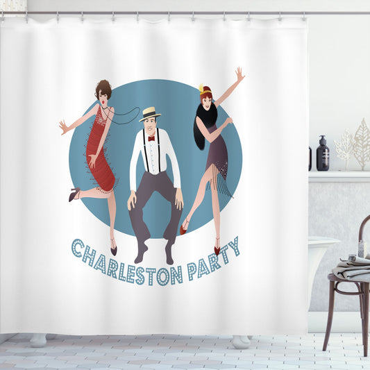 Vintage Charleston Multicolor Dancing People Shower Curtain