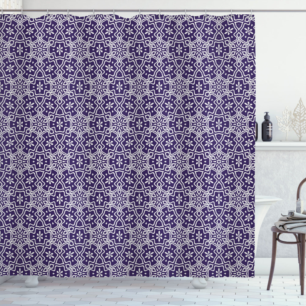 Vibrant Quartz and White Floral Mandala-Inspired Shower Curtain