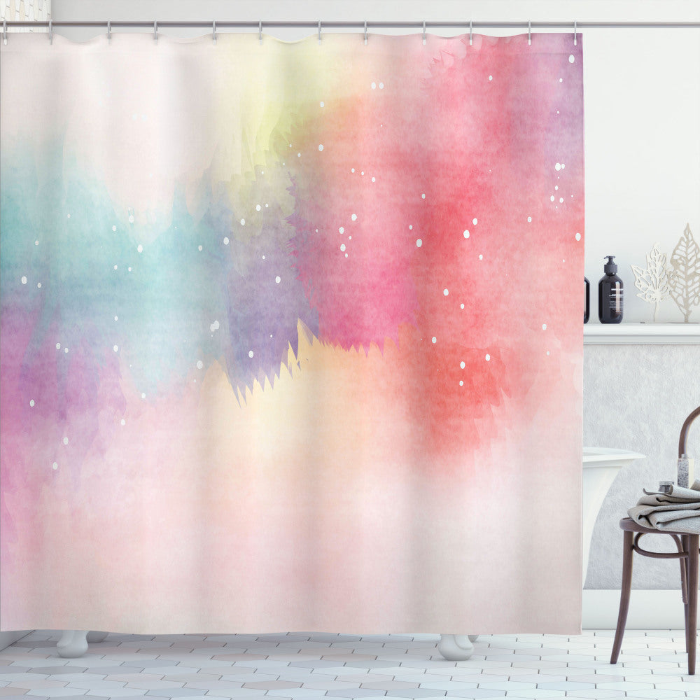 Vibrant Multi-Colored Abstract Digital Paint Design for Shower Curtains