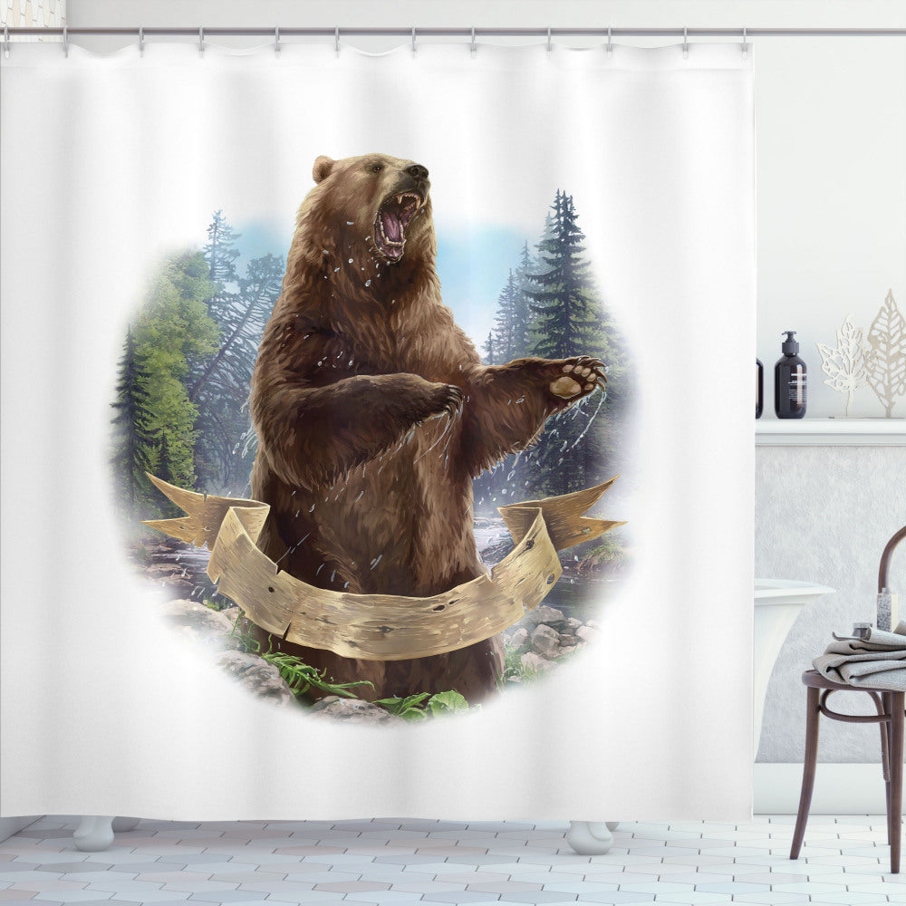 Bear-themed Angry Carnivore Mammal Shower Curtain