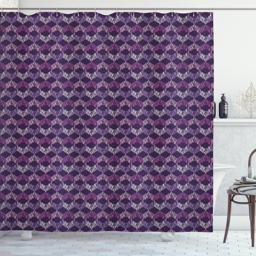 Abstract Purple and Mauve Motif Shower Curtain in Pale Fuchsia and Pale Mauve