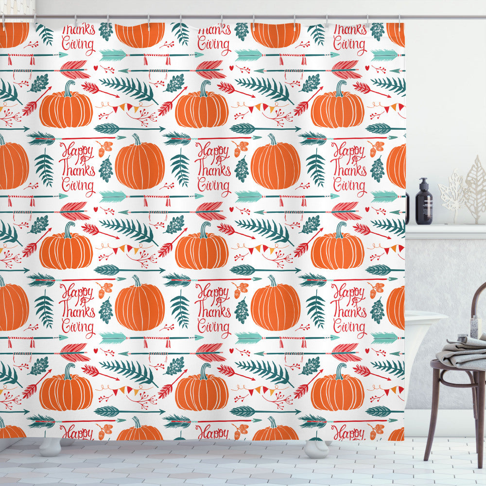 Thanksgiving inspired Autumn Pumpkin Multicolor Shower Curtain