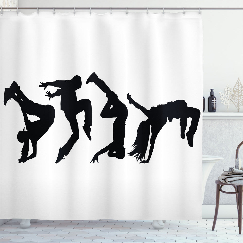 Woman Hand Glide Move with Hip Hop Style Black and White Shower Curtain