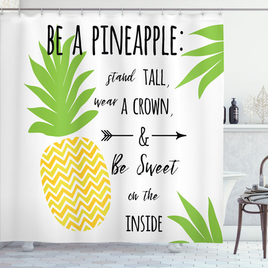 Beach Saying in Multicolor: Embrace Your Tropical Vibes with a Pineapple Shower Curtain