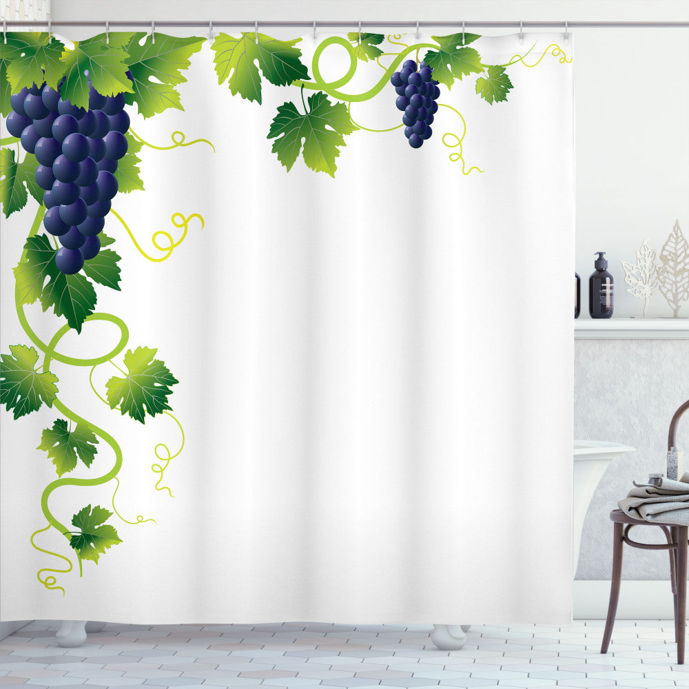 Vibrant Vineyard: Weeping Vines Lime Green, Emerald, and Indigo Vine Shower Curtain