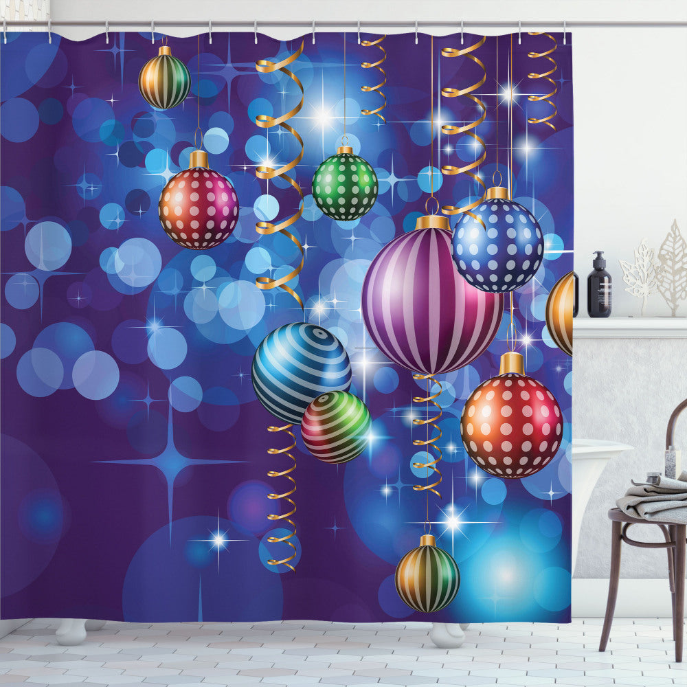 Christmas Multicolor Happy New Year Party Shower Curtain