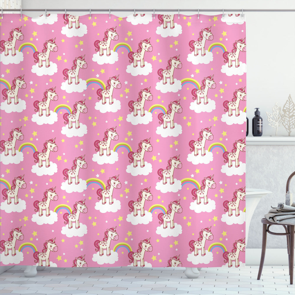 Unicorn Nursery Bath Curtain: Basking in Clouds