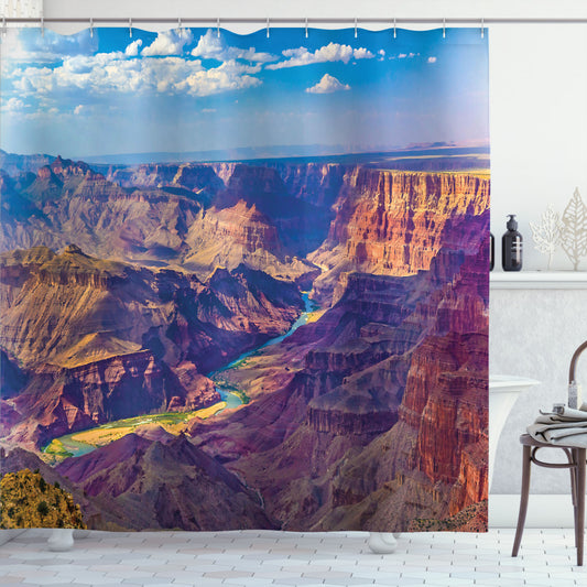 Canyon Blue and Tan Grand Canyon Sunrise Shower Curtain