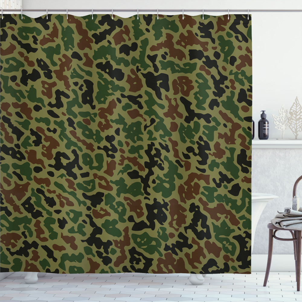 Camo Green and Brown Khaki Summer Grunge Pattern Shower Curtain