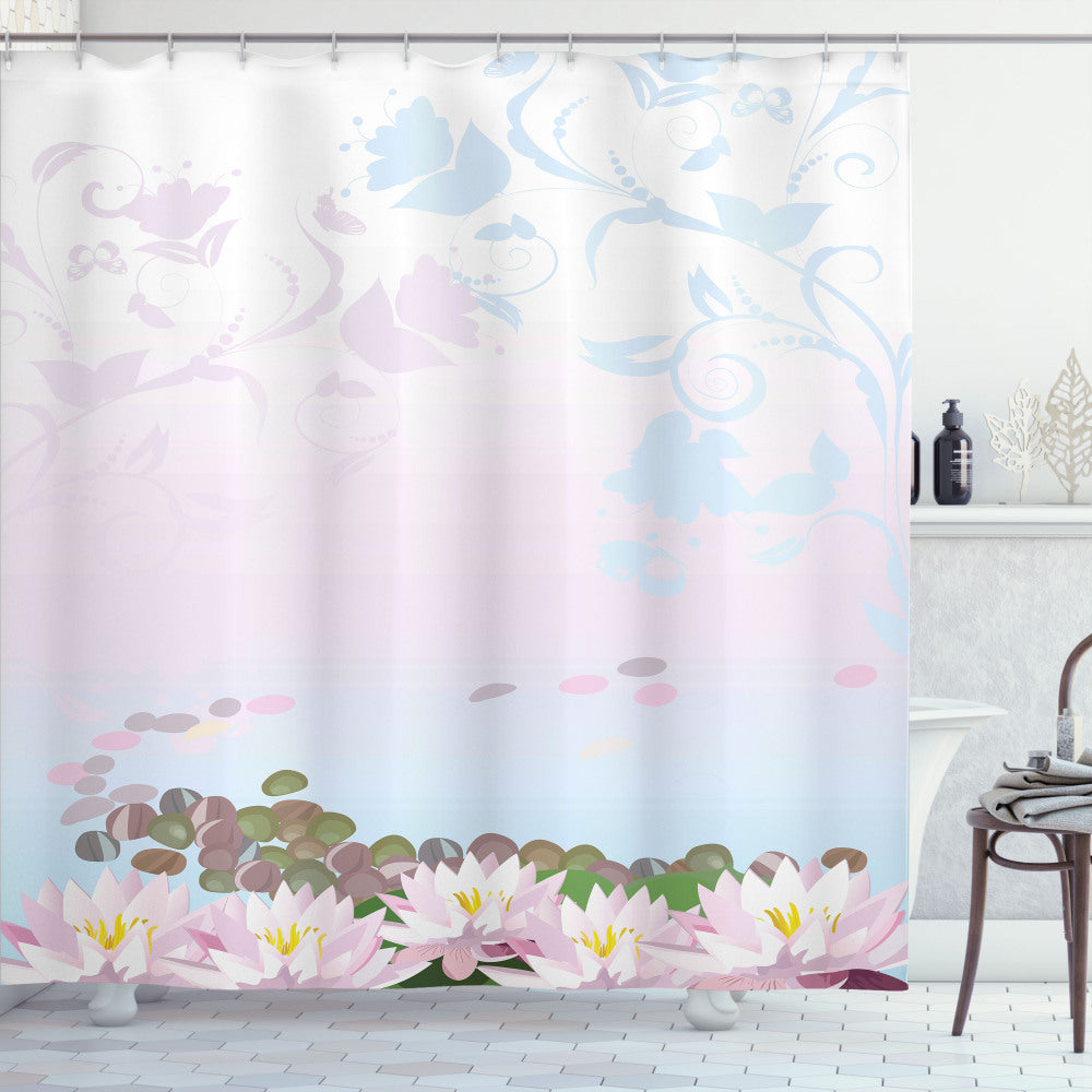 Water Lilies Pattern Peace Garden Multicolor Shower Curtain