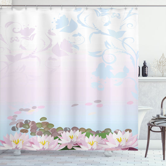 Water Lilies Pattern Peace Garden Multicolor Shower Curtain