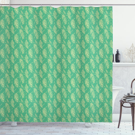 Bohemian Feather and Sea Green Cream Shower Curtain