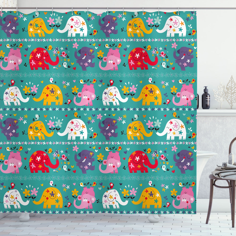 Vibrant Elephant Nursery Designs: Multicolor Shower Curtains Inspired by Joyful Nature