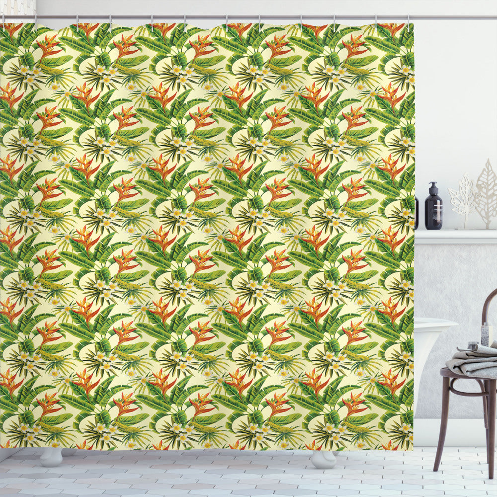 Tropical Multicolor Exotic Plumeria Blooms Shower Curtain