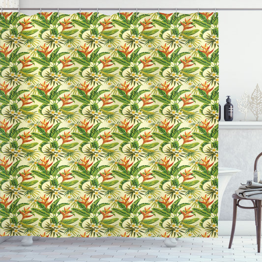 Tropical Multicolor Exotic Plumeria Blooms Shower Curtain